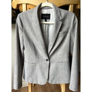 Banana Republic One-Button‎ Blazer Womens 4 Light Gray Stretch Career Jacket
